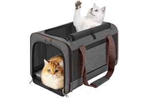 GAPZER Small Dog Carrier Cage Soft Chihuahua/Softshell Big Cat Carrier Maine Coon/Pet Taxi Carrying Bag Over 25lbs / Top Loader Travel Kennel Brown