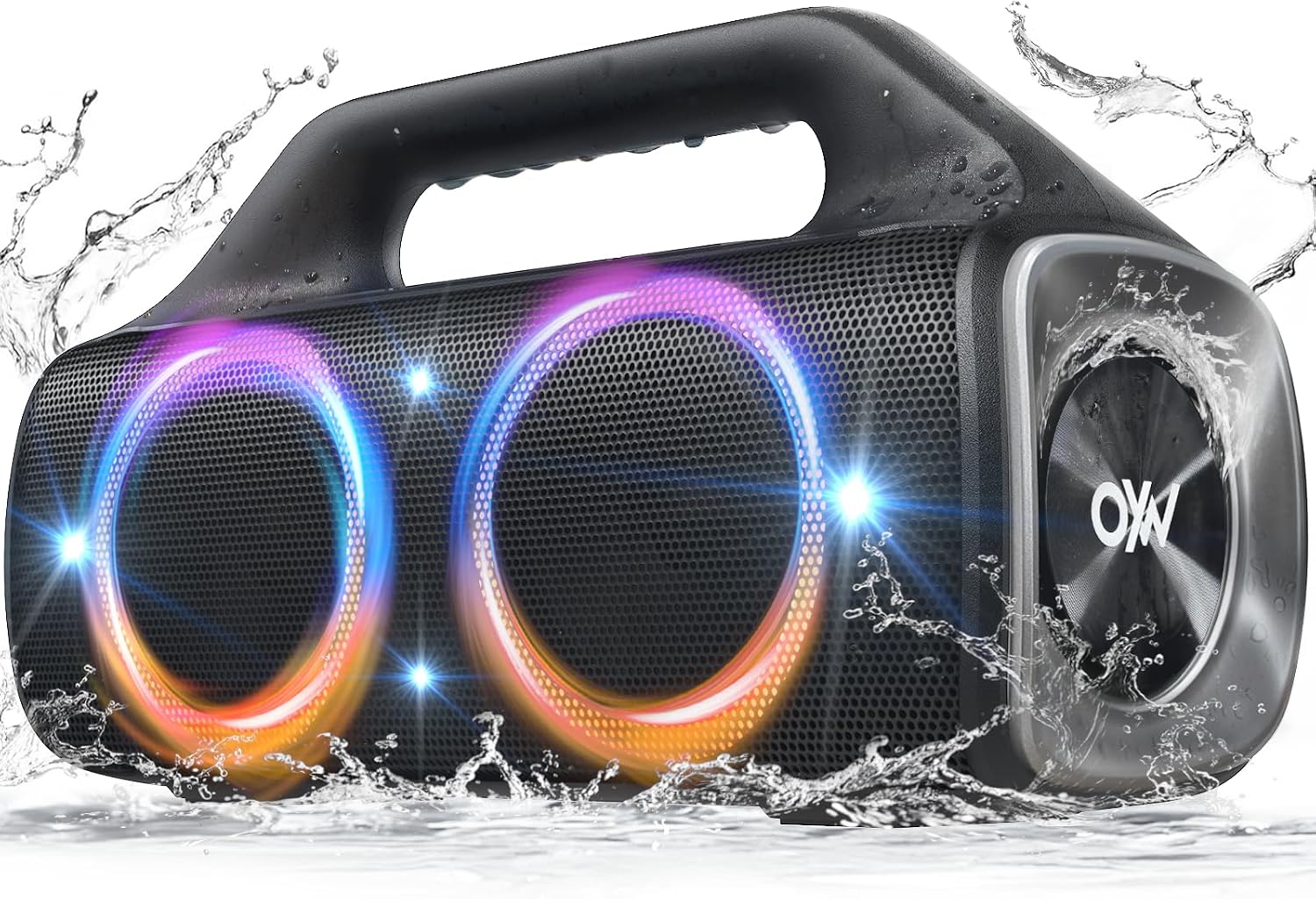 OYW IPX67 Waterproof Bluetooth Speaker:80W(Peak) Loud Outdoor Portable Wireless Party Speakers with LED Lights,20H Playtime,Bluetooth 5.3,Deep Bass & TWS for Pool,Beach