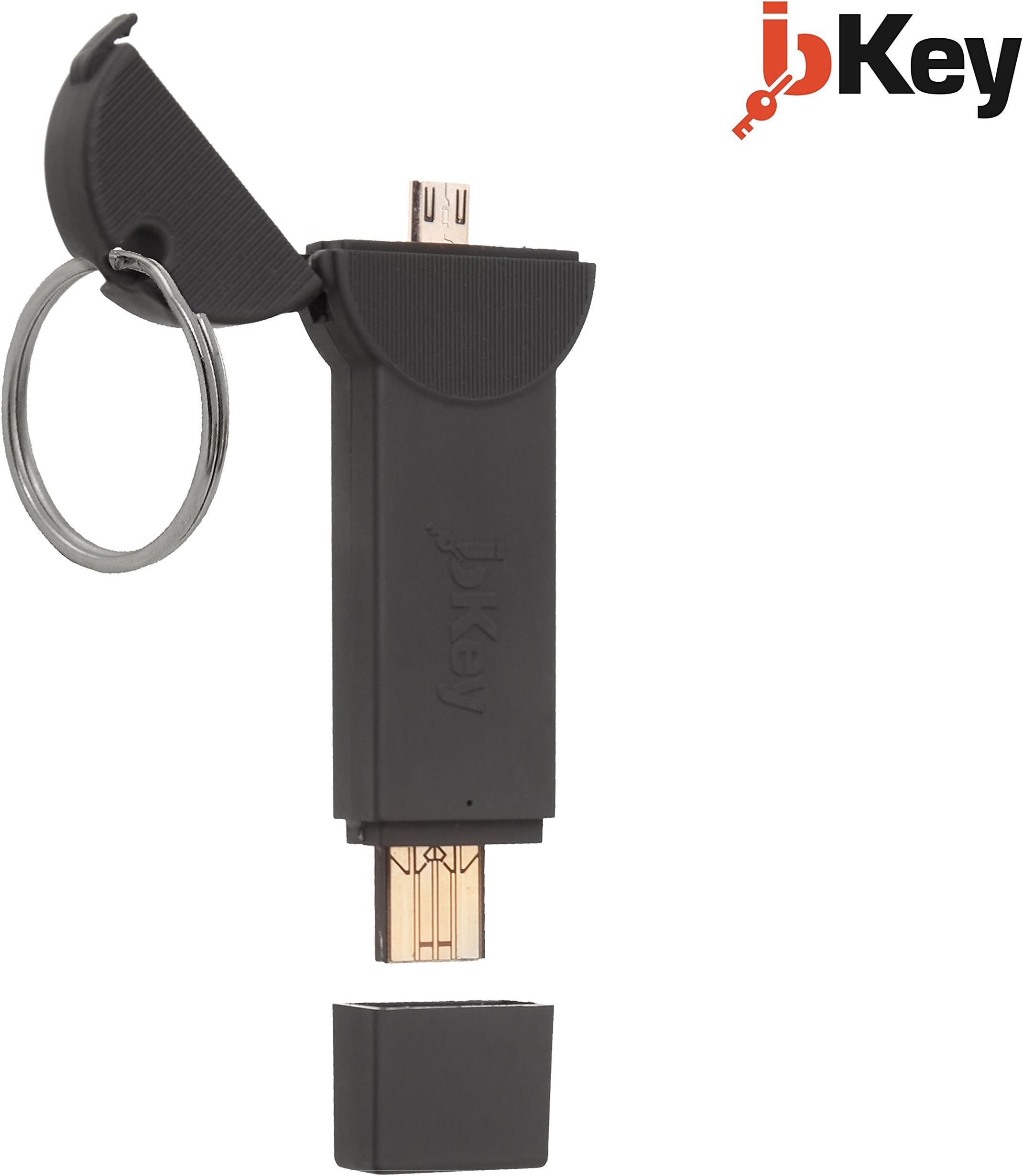 Bkey USB Emergency Portable Battery Charger Ultra-Thin Compact 350mAh External Power Bank Backup - 45+ Minutes surf Talk time - Galaxy S6 S5 Note Nexus HTC- Fits On Keychain - Rubberized Matte Black