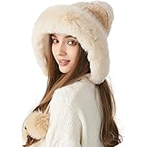 HUAMULAN Women Winter Sherpa Beanie Hats Knit Ear Flaps Peruvian Cover Ears Fleece Lined Ski Snow Hat Travel