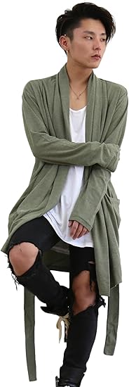 カーディガン メンズ ロング 薄手 夏 カーデ Khaki 緑 カーディガン 通販 Amazon