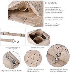 JINMANXUE Women Boston Bag Woven Vegan Leather