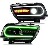 VLAND LED Headlight Assembly Fit for 2011-2014(Not fit 2012 Charger SE) | Projetor Front Lamp w/Multicolor DRL D2H/D2S Builbs(NOT INCLUDED) for High/Low Beam Passenger + Driver Side Lights