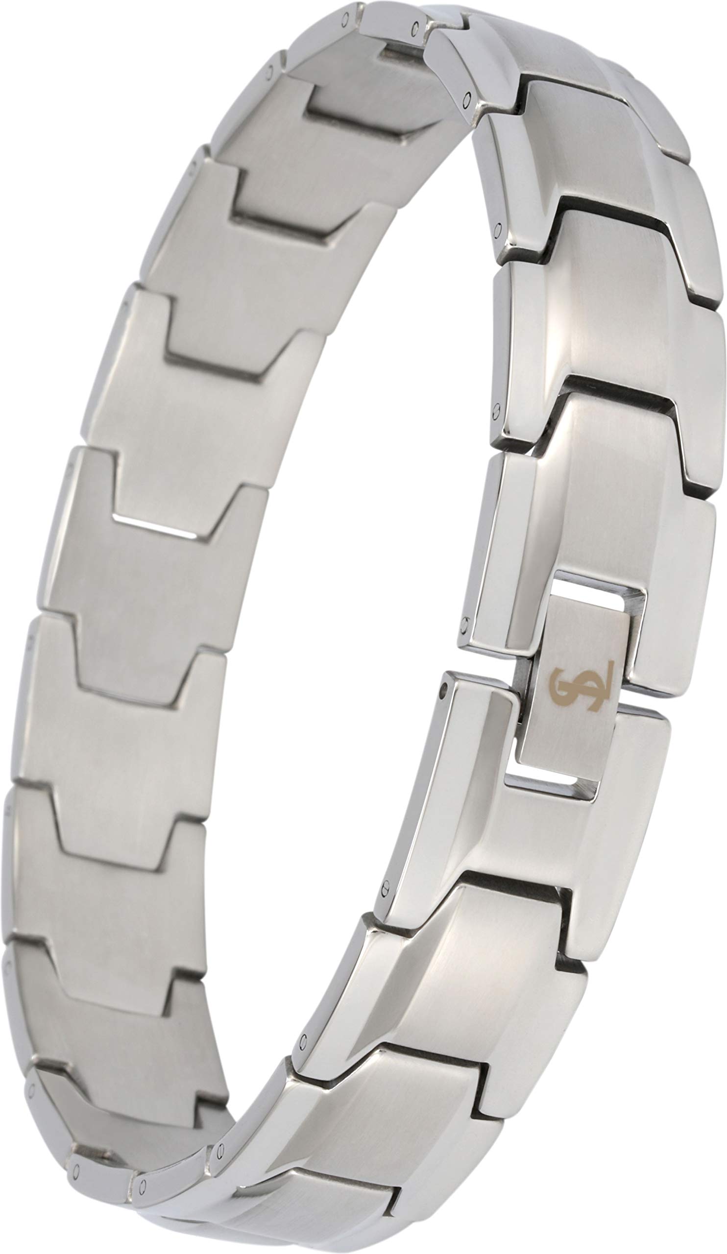 Smarter LifeStyleSmarter LifeStyle Elegant Surgical Grade Steel Men's Wide Link Stylish Bracelet, 4 Colors to Choose from (Silver)