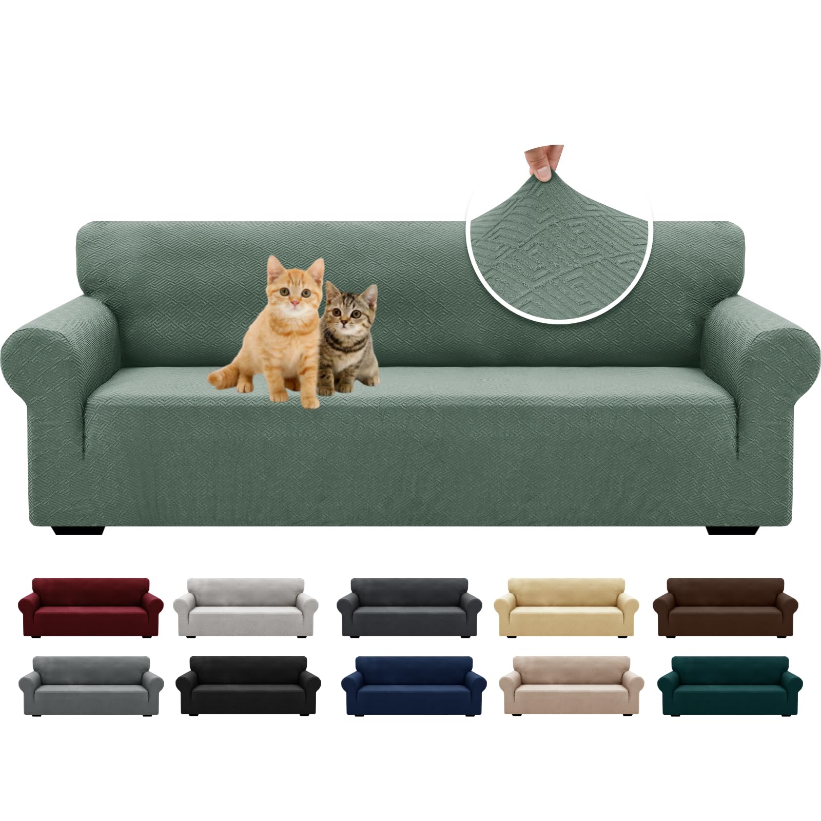 Photo 1 of XINEAGE New Extra Large Couch Cover for 3 Cushion Couch (91"-110") 1 Piece Stretch Oversized Sofa Slipcovers Jacquard 4 Seater Furniture Protector Elastic Bottom for Kids,Pet (XL Sofa, Pea Green)