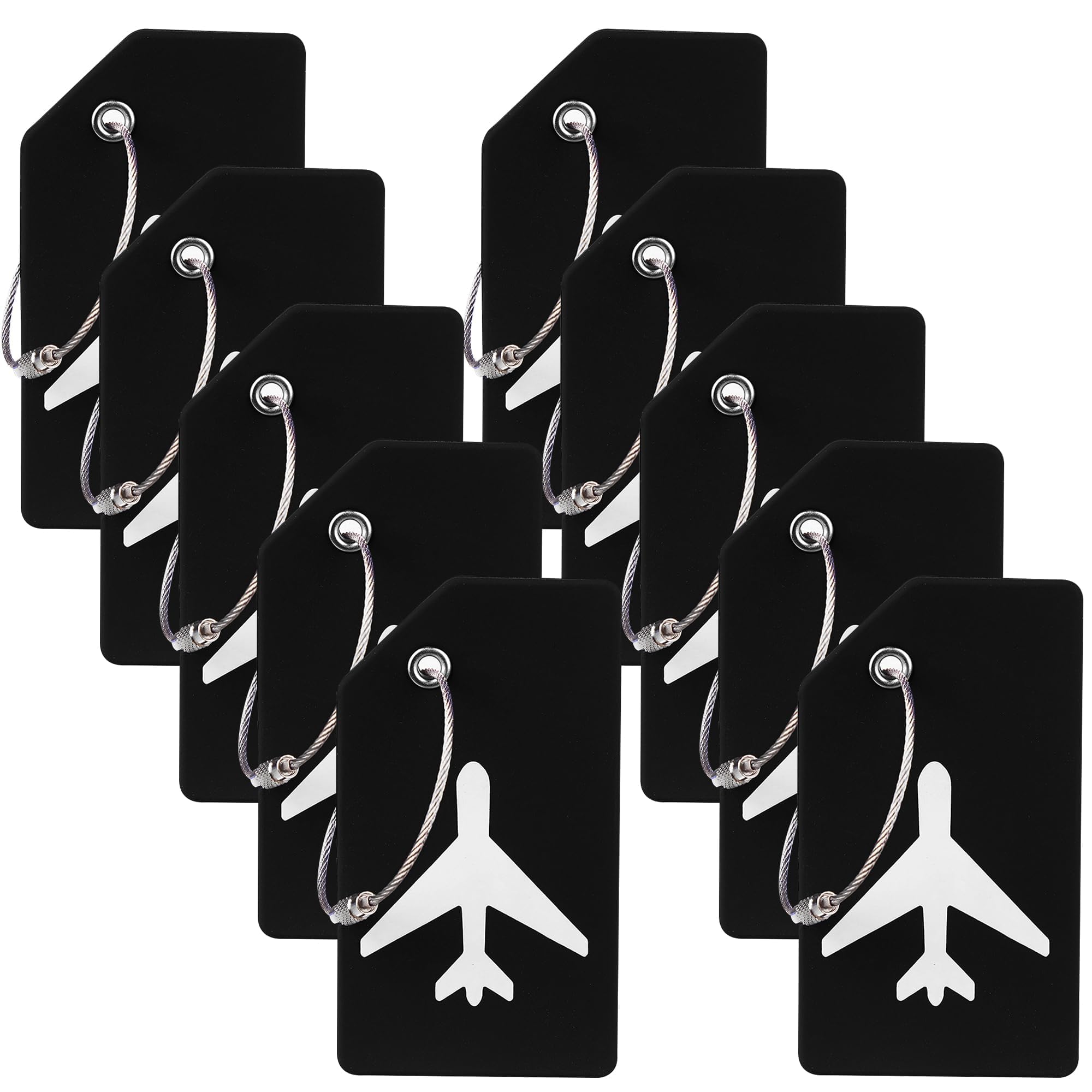 Photo 1 of 10 Pack Silicone Luggage Tag for Suitcases with Stainless Loop, TSA Approved, Privacy Protection Travel Essentials Bag Tags by Gostwo, Black