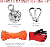 FINDMAG 1000 lb Double Sided Fishing Magnet 75mm Dia 2.95in With Rope view 2