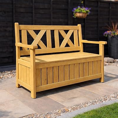 AIRWAVE Darcy Outdoor Storage Bench 110L Weather Resistant Fir Wood