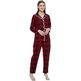 HEARTNICE Women Soft Pajama Set, Long Warm Flannel Pajamas Lightweight Cute Printed Pjs Set with Pockets
