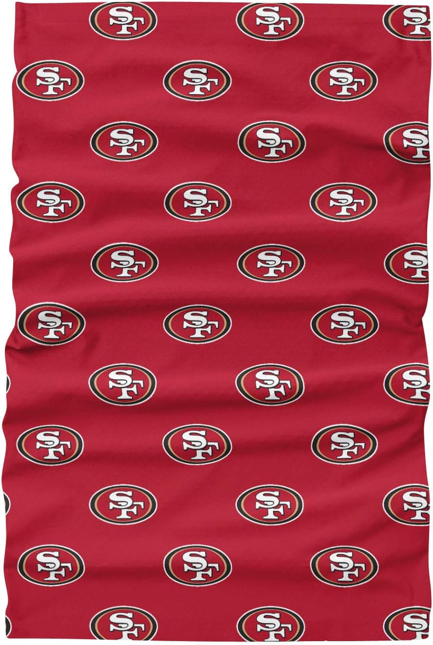 NFL FOCO San Francisco 49ers Neck Gaiter, One Size, Mini Print Logo : Clothing