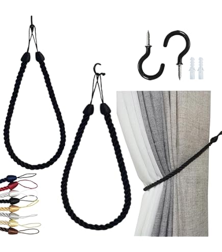 Embrasses De Retenue Pour Rideaux BORGUN, Noir (2 Pièces