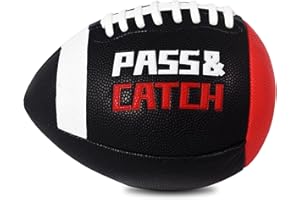KUYOTQ PassCatch Training Football, Peewee Size(Ages 3-9) Kids/Youth (Ages 7-13) Official Size(Ages 13+) Fatherless Bounce Back Leather Football Improving Enhance Solo Passing Catching Skills