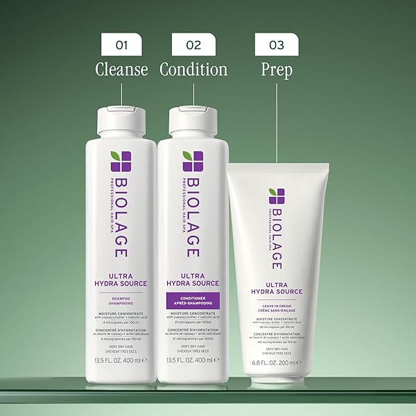 BIOLAGE ULTRA HYDRA SOURCE SHAMPOO – DEEPLY MOISTURIZES AND HYDRATES VERY DRY HAIR, CLEANSES AND TAMES FRIZZ, FOR THICK, COARSE HAIR, INFUSED WITH CUPUAÇU BUTTER & SALICYLIC ACID, 13.5 FL OZ