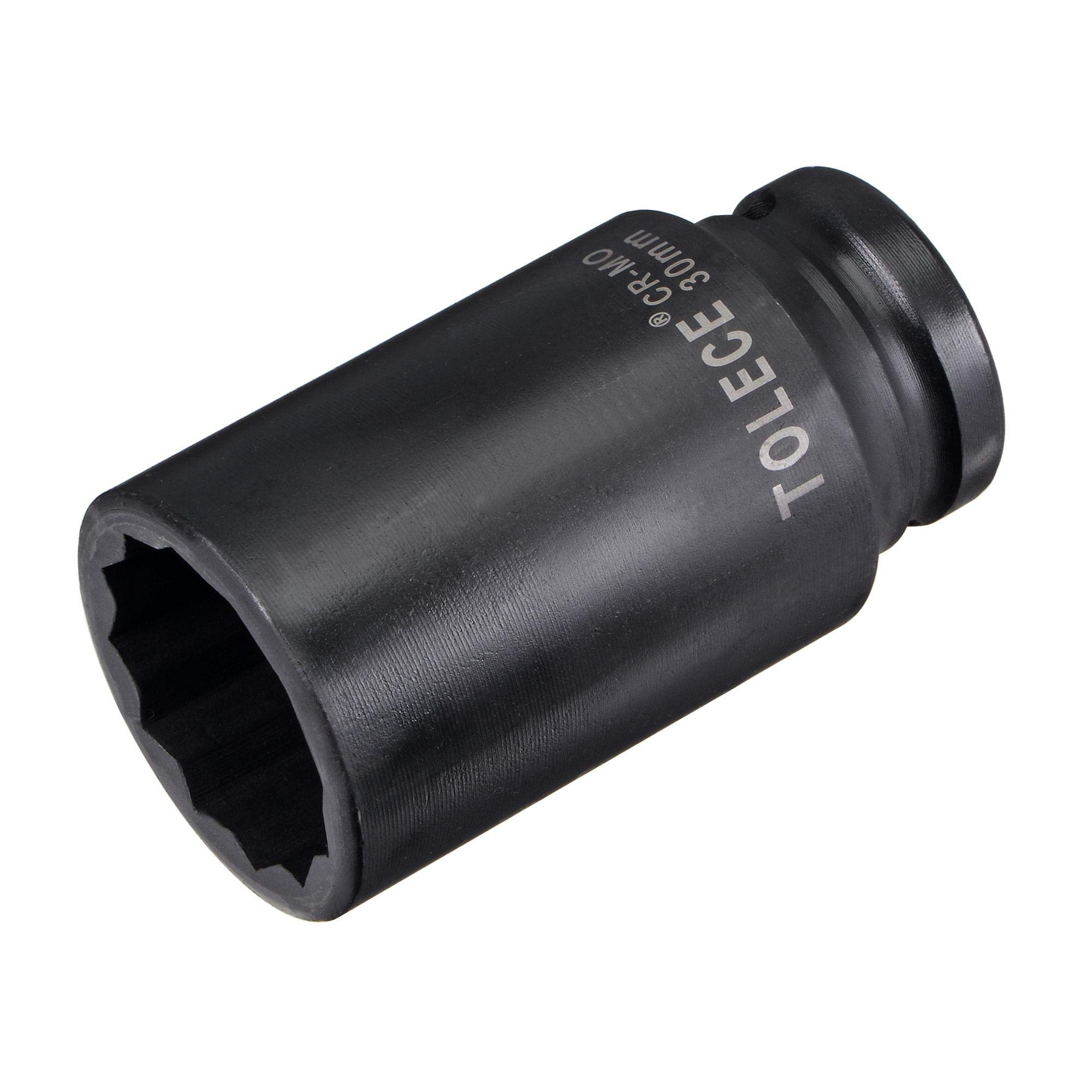 sourcing map 1/2-Inch Drive 30mm 12-Point Deep Impact Socket, CR-MO Steel 78mm Length, Metric Sizes
