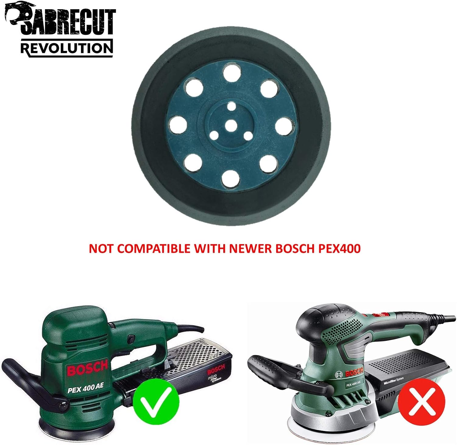 1 x SabreCut OSSCSPB125M 125mm 8 Hole Medium Density Random Orbital Sander Hook & Loop Backing Pad Compatible with Bosch PEX12 PEX125 PEX400 (Old Model ONLY) SKIL 7435H1 - Image 3
