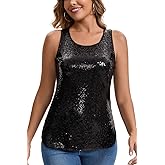 Henly Women's Sequin Tops Sleeveless Sparkle Sequin Tank Top Shimmer Vest Glitter Camisole