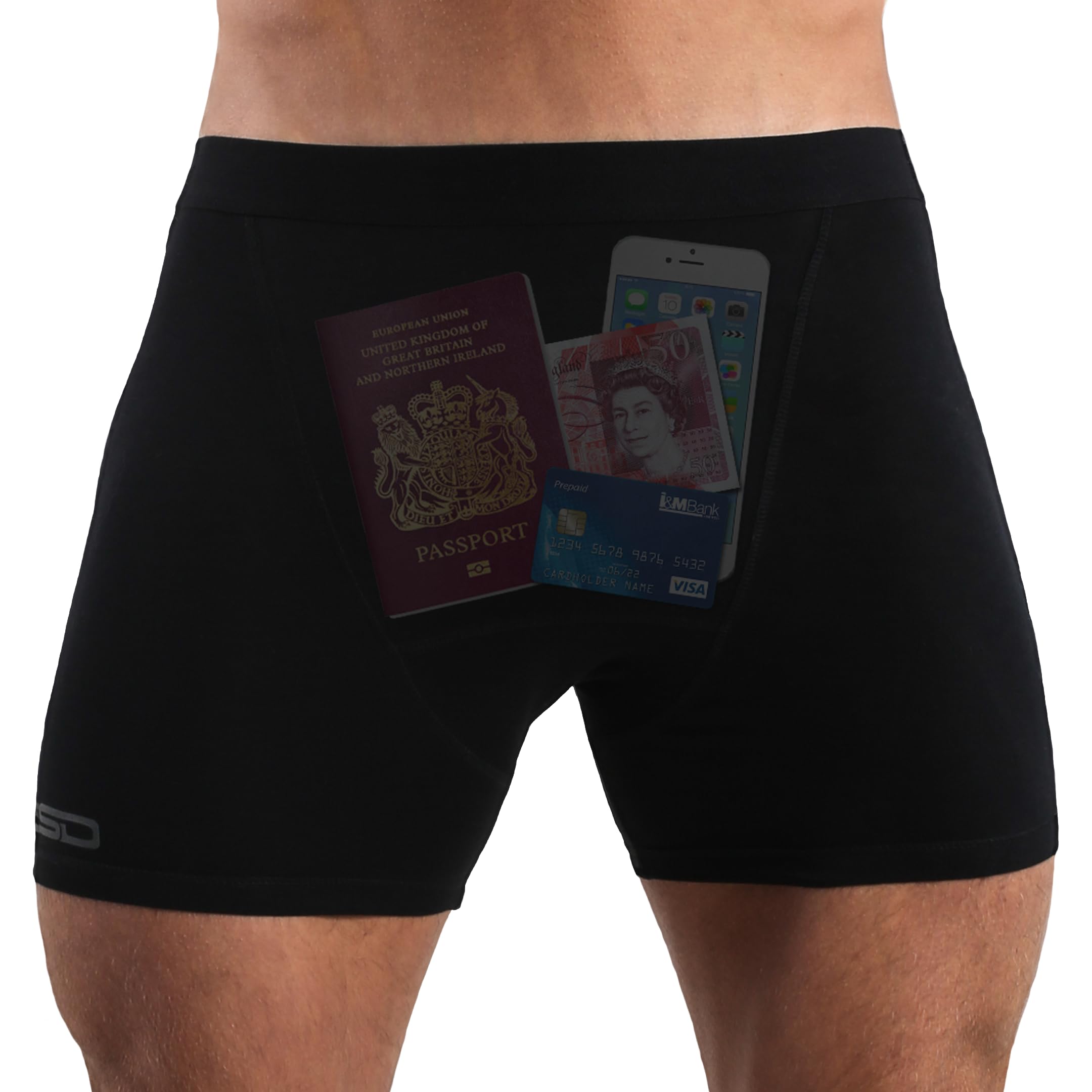 Photo 1 of Smuggling Duds Men's Boxer Brief Shorts Anti-Theft Pickpocket Proof Travel Pocket Underwear - XL