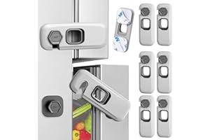 6 Pack Fridge Locks for Kids Safety, Child Proof Refrigerator Lock Cabinet Lock with Strong Adhesives for Drawers Ovens Cupbo
