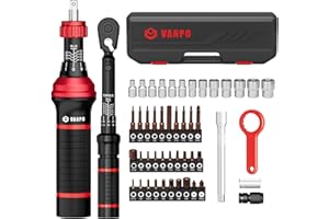 VANPO 48Pcs Torque Screwdriver Wrench Drive Set, 1/4-Inch Drive Small Torque Wrench, 10-70 Inch Pound Torque Screwdriver with