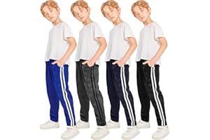 Resinta 4 Pack Boys' Athletic Sweatpants Boys' Active Sweatpants with Pockets Soft Bottom Fleece Boys Jogger Pants