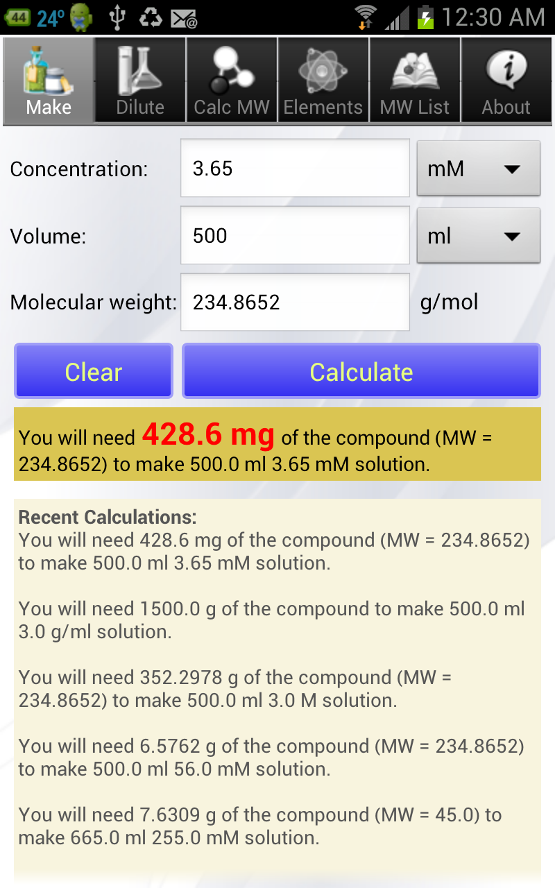 Solution Calculator Pro