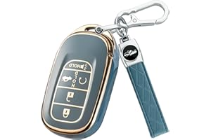 Joouheax for Honda Key fob Cover with Keychain, Soft TPU Key Case for Accord Civic HRV CRV Pilot 2022 2023 2024 2025 Accessories (gold-blue)