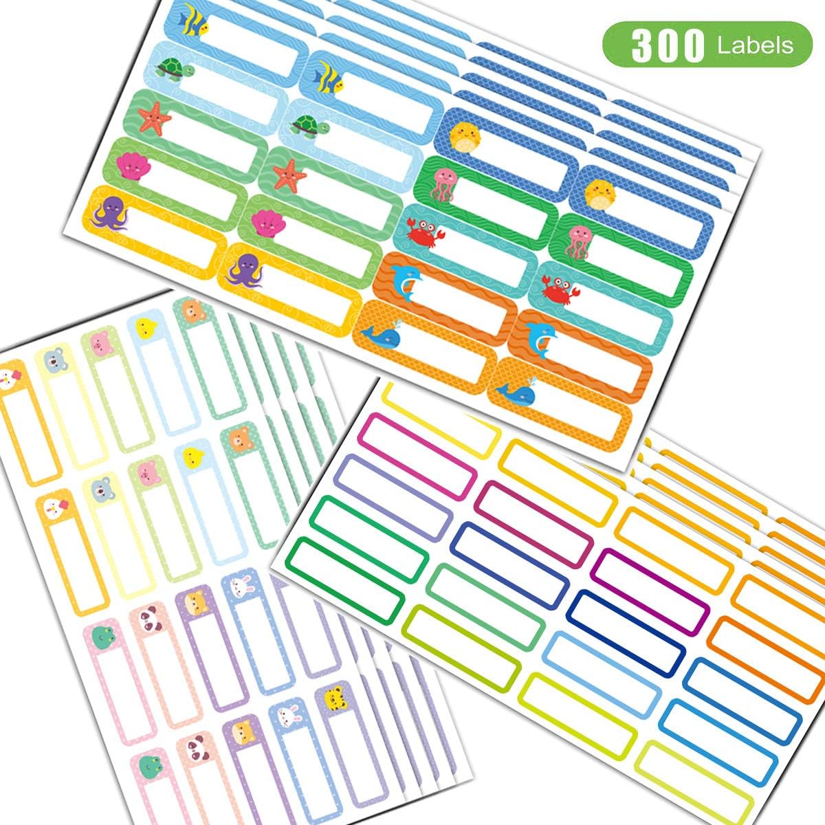 YOUOK Bottle Name Labels for Daycare,School, Waterproof Write-On, Self-Laminating Personalized Kid's Name Labels, Tags, Sticker Multiple Colors 1.570.47in£¨300pcs£