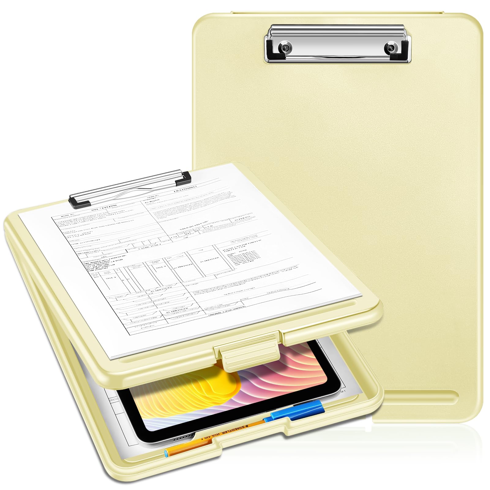 SITHON Nursing Clipboard with Storage, Lightweight Portable Writing Clipboard with Compartment Organizer for Nurse Doctor Medical Professionals Teachers Students Sales School Office, (Yellow)