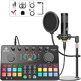 M100 Podcast Equipment Bundle,Dual XLR‑3.5 Condenser Mics,Pop‑Filter | Studio clear audio with pop filter, streaming, recording gaming on phones, laptop and PC, gaming equipment