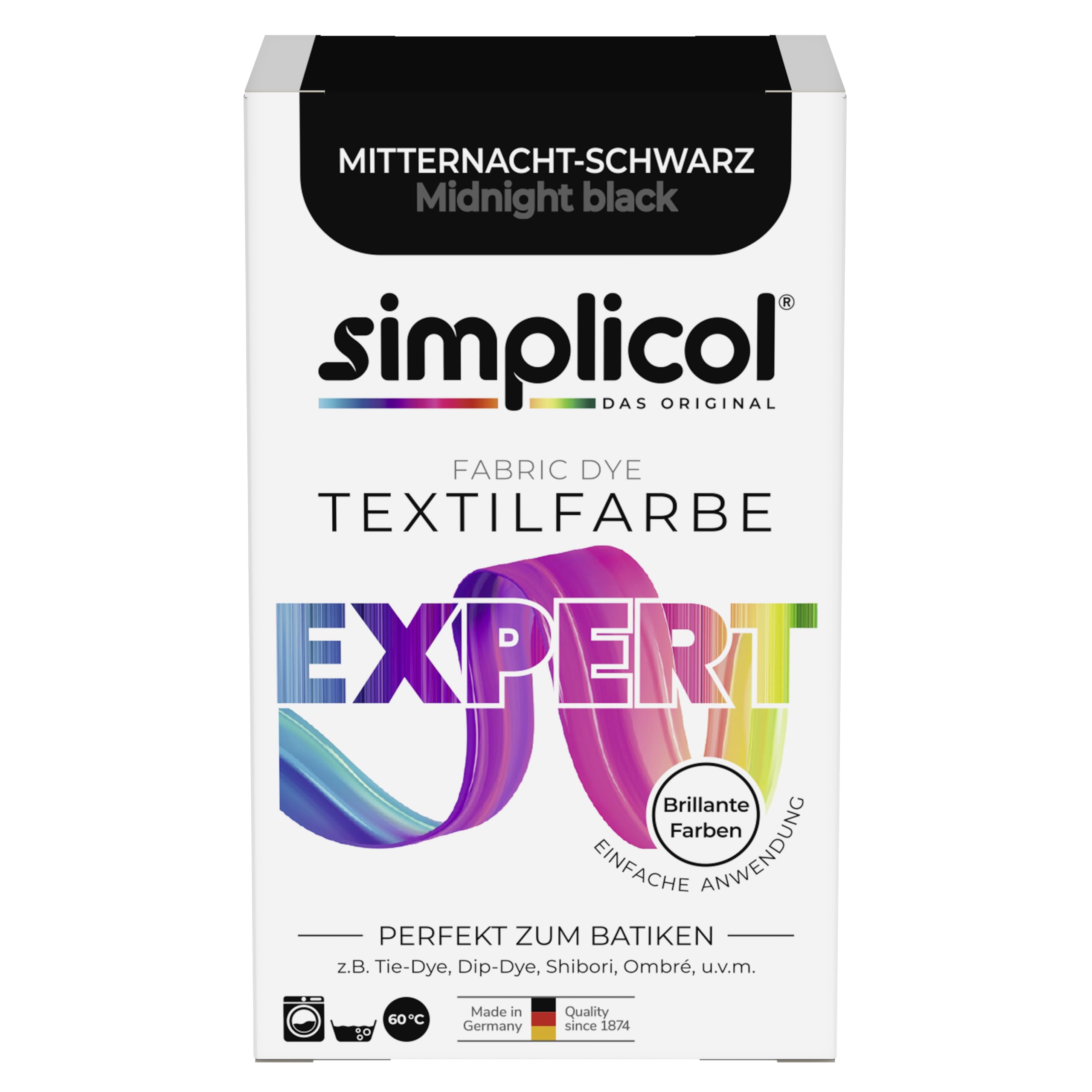 simplicol expert fabric paint for washing machine or manual colouring: Tie Dye, Recolour, and Restore Your Fabrics and Clothes - Midnight Black (pack of 1)
