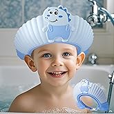 Baby Shower Cap Shield, Shower Cap for Kids, Visor Hat for Eye and Ear Protection for 0-9 Years Old Children, Cute Little Din