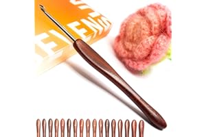 SEVENSUN Mimosa 4mm Single Crochet Hook, Available in 0.6mm-6.5mm, Ergonomic Hand Polished Stainless Steel Inline Pointy Wood Handle Crochet Hook for Arthritic Hands, Mother's Day Gifts for Mom