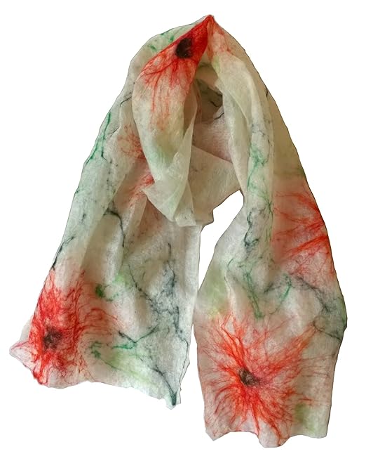 Handmade Merino Scarf Poppies by Mimi Pinto