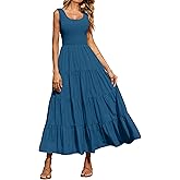 PRETTYGARDEN Women's 2026 Casual Loose Plain Maxi Sundress Smocked Tank Dress Sleeveless Spring Beach Tiered Long Dresses