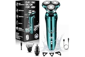 HANDSOMEFACE Electric Razor for Men, Shaver for Men Face,Waterproof Wet Dry Electric Shavers LED Display Cordless with Rechargeable Nose Hair Trimmer and Beard Trimmer,Prtable Travel Men's Razors