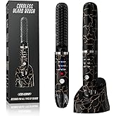 Beard Straightener for Men, Cordless Heated Beard Brush, Portable Beard Hot Combs, Ionic Mini Hair Straightener with 3 Temp Settings, Coarse Curly Hair Brush, Grooming Kit for Men