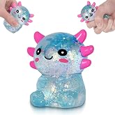 Puffwize Axolotl Squishy Toy, Cute Slow Rising Fidget Toy for Stress Relief, Soft Squeeze Sensory Toy for Kids and Adults, Handheld Stress Ball for Anxiety and Focus Sitting Posture Axolotl(Blue)
