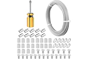 Abimars Wire Rope 1/16" Coated,98ft Stainless Steel Wire, 304Vinyl Coated Cable with Loops,Thimble,7x7 Strand Braided Steel Cable Use for Lights Hanging Wire,Garden Wire,Fence Wire