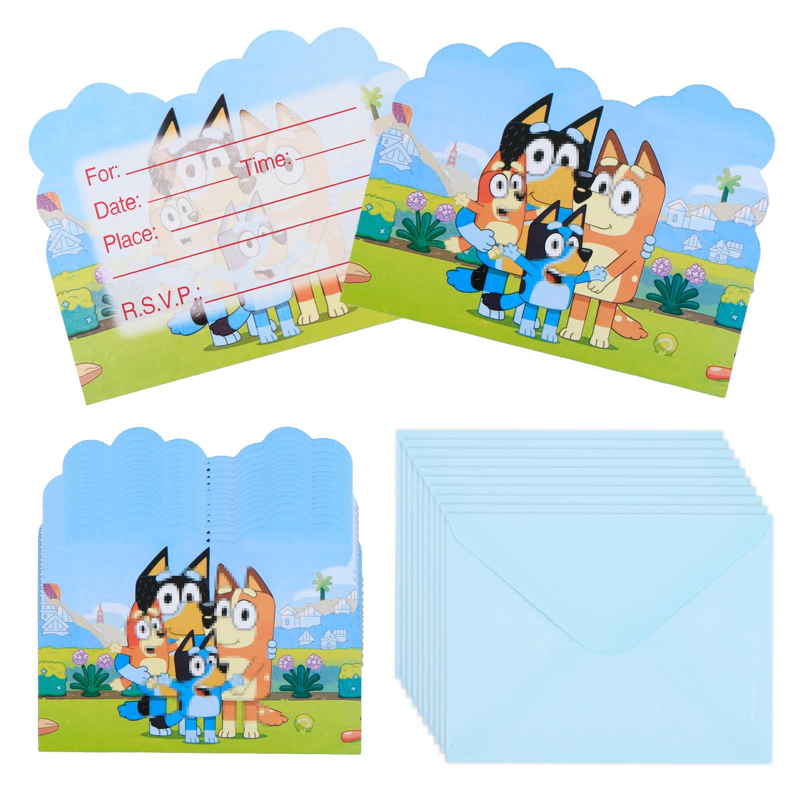 Party Invitations Kids- 20 Invitation Cards with 20 Envelopes Cartoon Party Invites Children's Birthday Favors Double Sided Invite Cards for Boys Girls Baby Shower