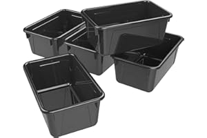 Storex Small Cubby Bin, 7.8 x 12.2 x 5.1 Inches, Black, 5-Pack (62466E05C)