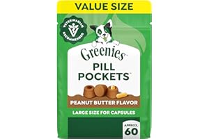 Greenies Pill Pockets for Dogs Large Size, Dog Treat Pouch for Capsule Medication, Peanut Butter Flavor, 15.8 oz. Pouch
