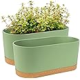 QCQHDU 2 Pack Window Planter Box 16” x 7", Self Watering Plant Pots for Indoor Plants Home Garden Flower Pot with Drainage Hole and Tray