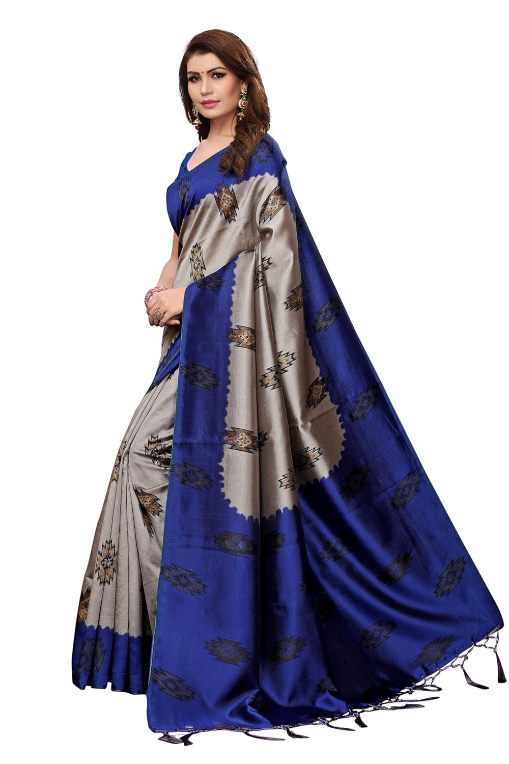 anni designer art silk with blouse piece saree (free size)