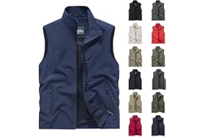 JiXiang Mens Vest Outdoor Workout Lightweight Sleeveless Work Jacket Hiking Travel Breathable Outerwear with Multiple Pockets