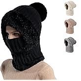 3 in 1 Beanie Hat for Women, Upgrade 3 in 1 Beanie Hat, Fall Winter Warm and Windproof Knitted Ski Scarf and Mask Set