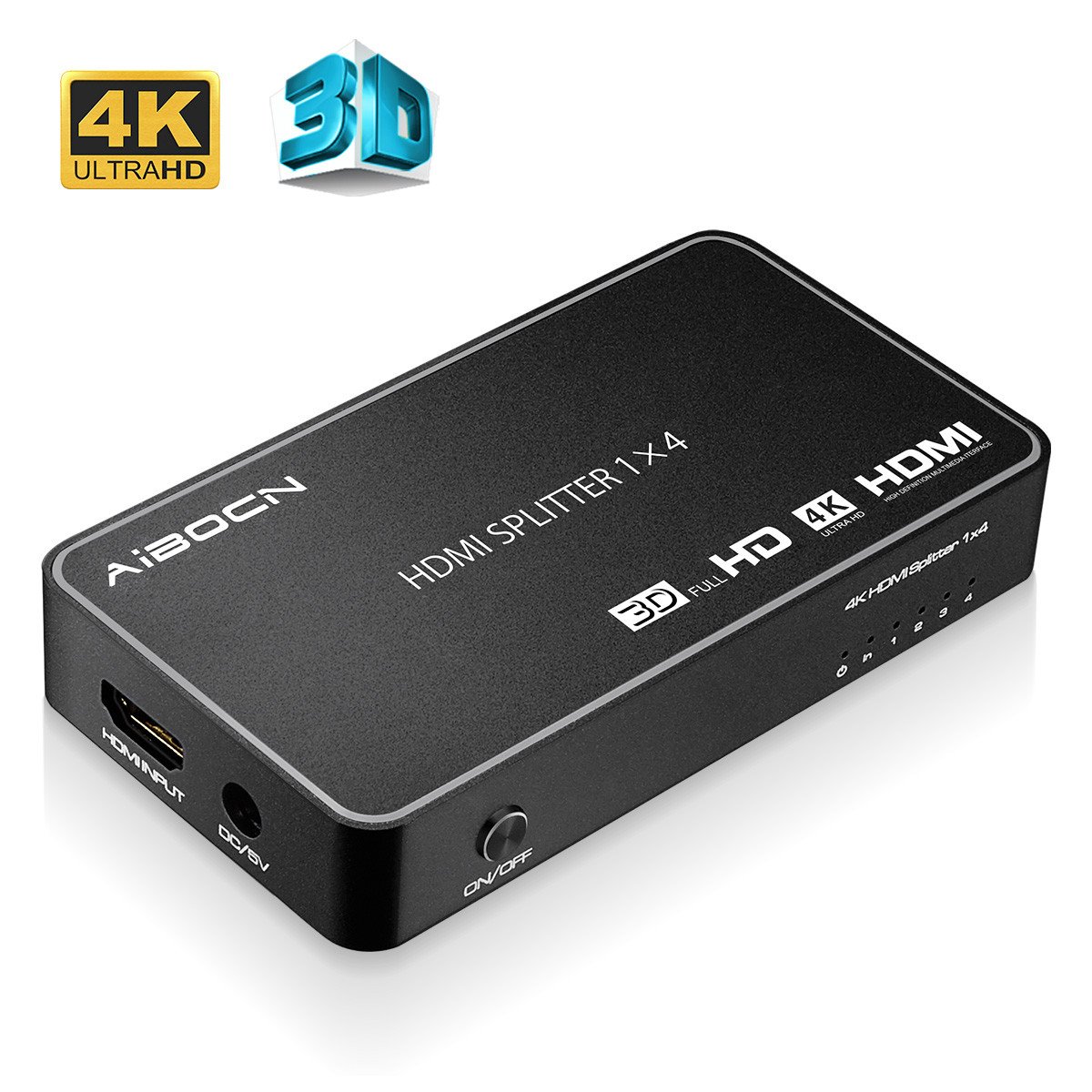 EBL HDMI Splitter Répartiteur Commutateur 4 Ports (Supporte 3D 4K, 2K, PC, Macbook, Notebook, Lecteur Blu-ray, TV HD, DVD HD, Moniteur, Projecteur, Audio) - Noir