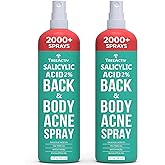 Salicylic Acid Back & Body Acne Spray, Back Acne Solution For Women And Men, Acne Body Spray with Tea Tree Oil, Fast-Drying Back Acne Spray, Fine Mist, Back Acne Spray, 4 fl oz, 2-pack
