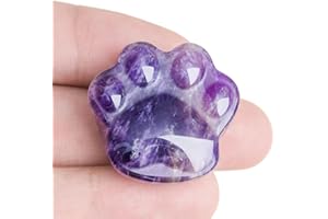 TOGOUS Cat Amethyst Crystals and Healing Stones, Natural Stone for Anxiety Relief, Emotional Balance & Positive Energy, Worry Stones for Stress Relief, Unique Gift for Crystal Cat Lovers Women Men (Amethyst)