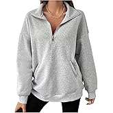SOLY HUX Women's Plus Size Quarter Zip Sweatshirt Long Sleeve Drop Shoulder Collared Casual Pullover Tops Fall Clothes