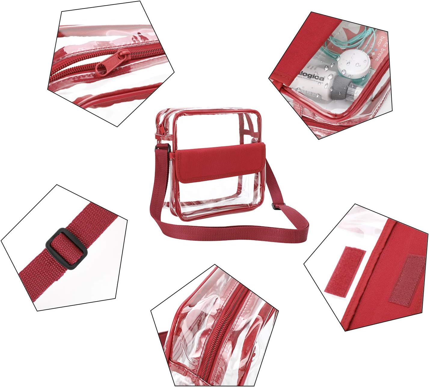 QKURT Clear Crossbody Messenger Shoulder Bag with Adjustable Strap - Image 5